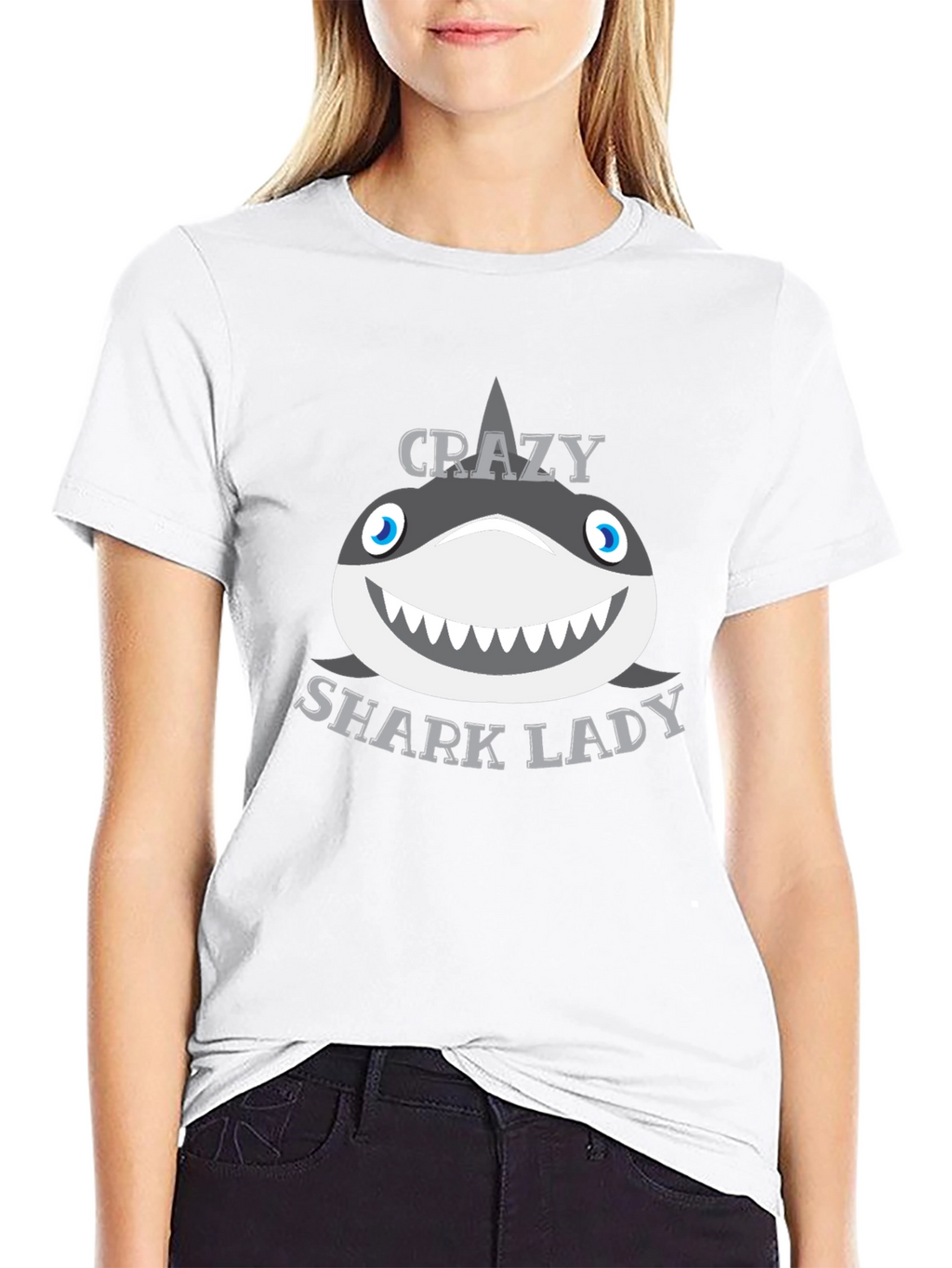 Crazy Shark Lady Graphic T-Shirt