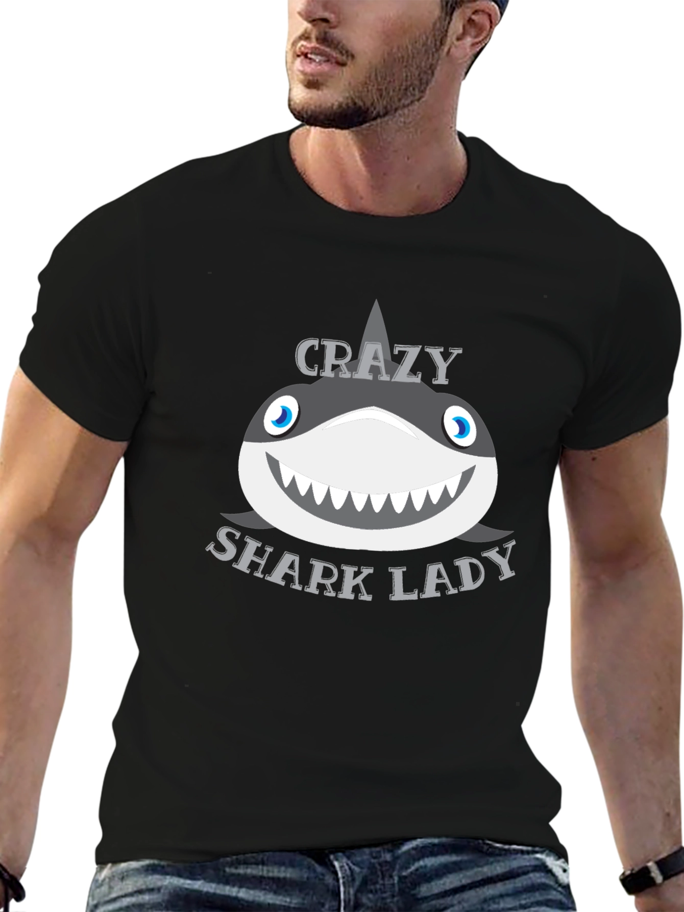 Crazy Shark Lady Graphic T-Shirt