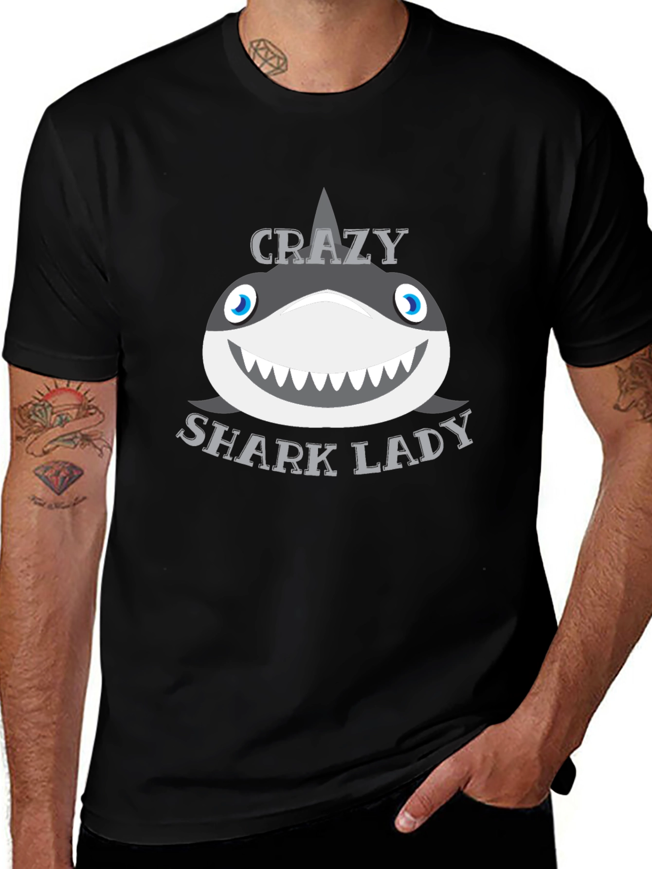Crazy Shark Lady Graphic T-Shirt