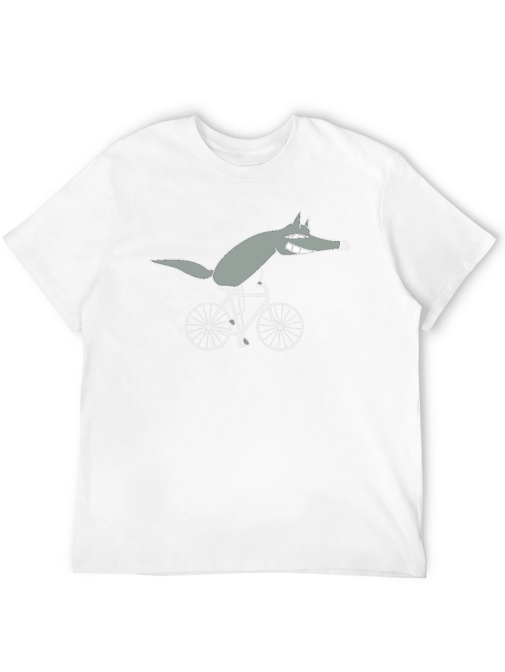 Wolf on Bike Black Tee - Quirky Cartoon Design