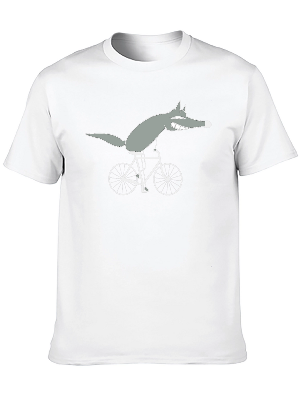 Wolf on Bike Black Tee - Quirky Cartoon Design
