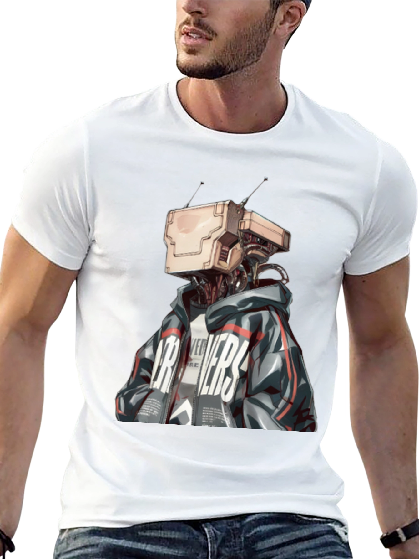 Robot Head Graphic Black T-Shirt
