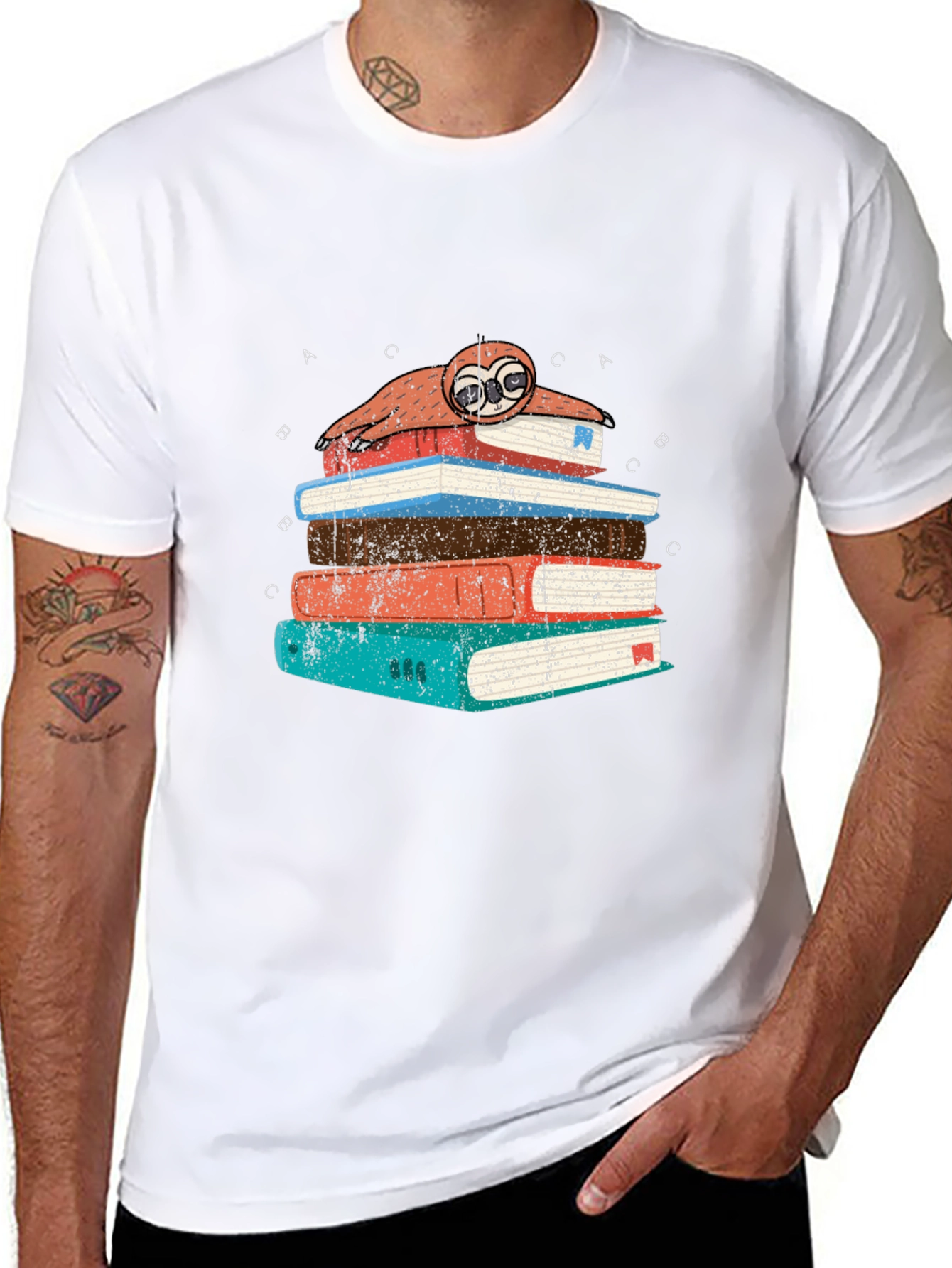 Sloth on Books T-Shirt - Readers Delight