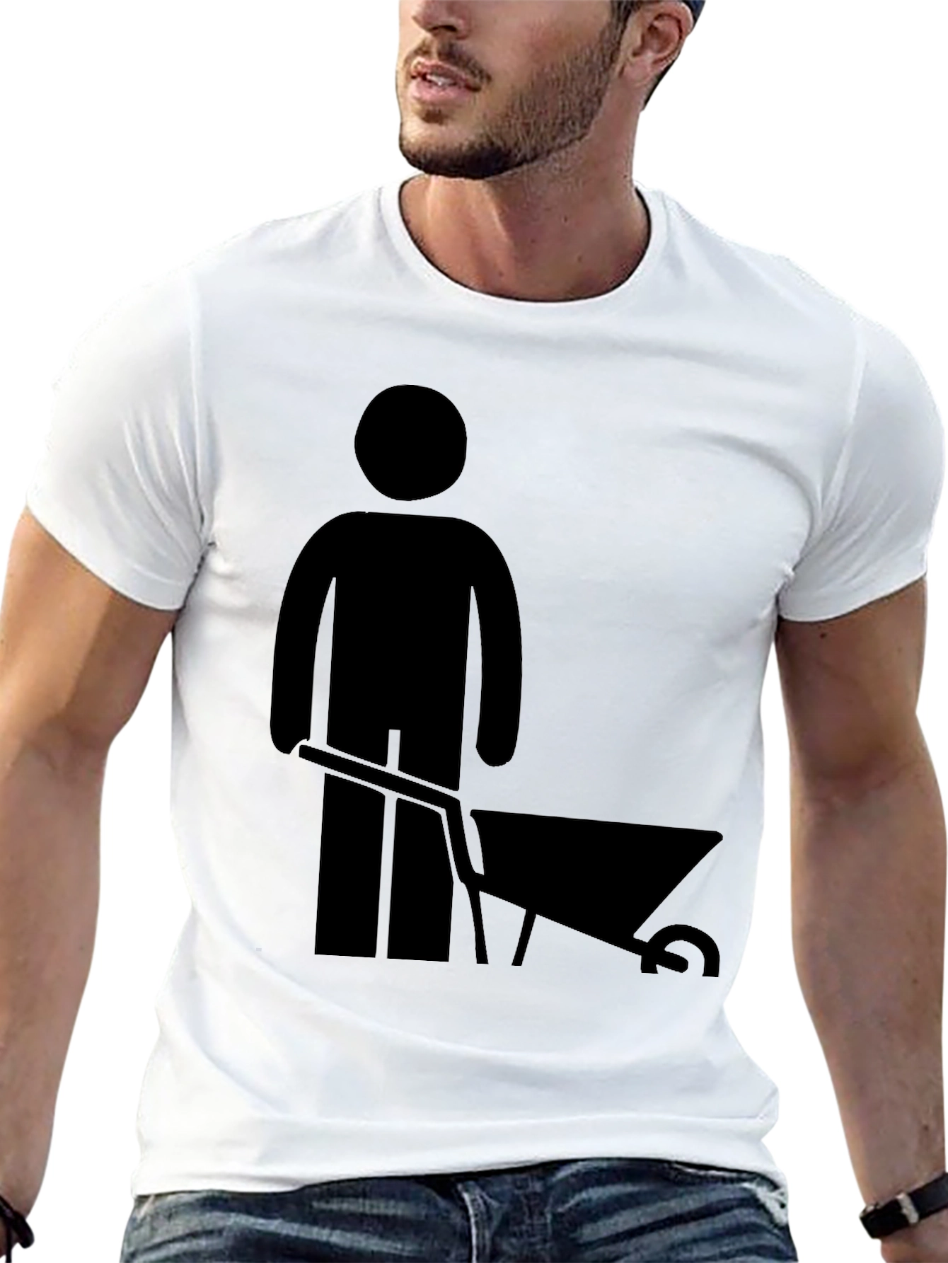 Mens Black Wheelbarrow Graphic T-Shirt