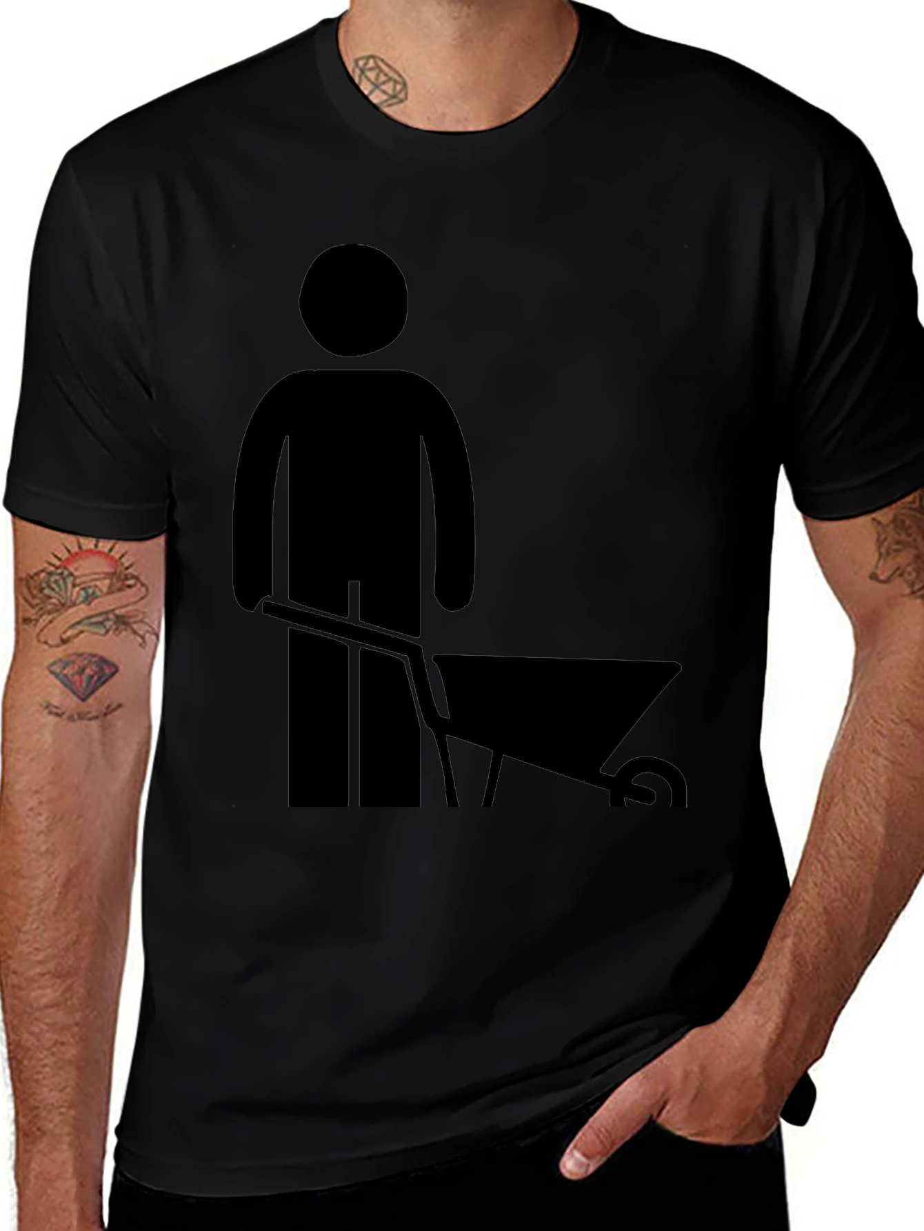 Mens Black Wheelbarrow Graphic T-Shirt