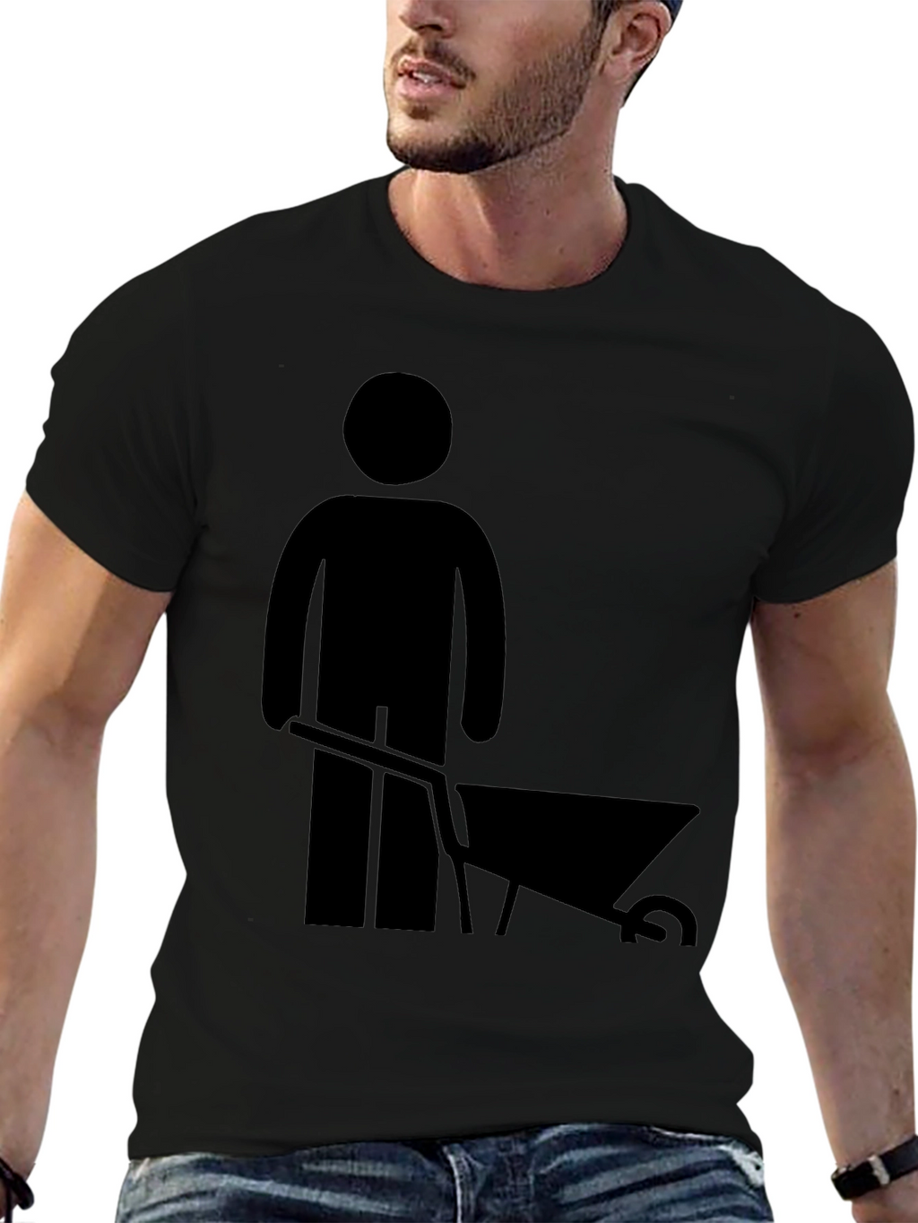 Mens Black Wheelbarrow Graphic T-Shirt
