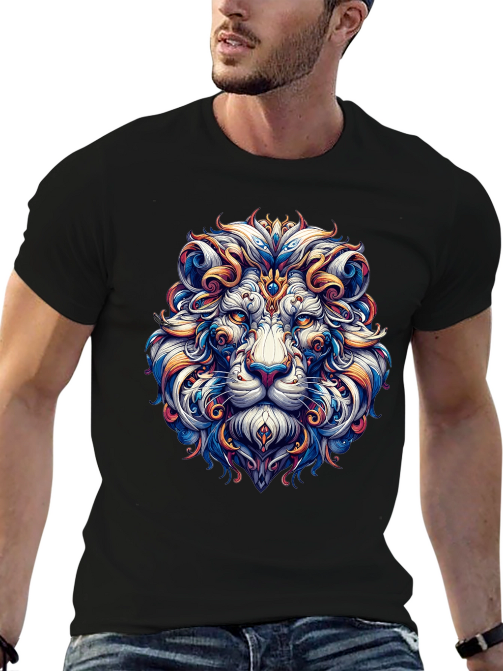 Lion Head Graphic Black T-Shirt