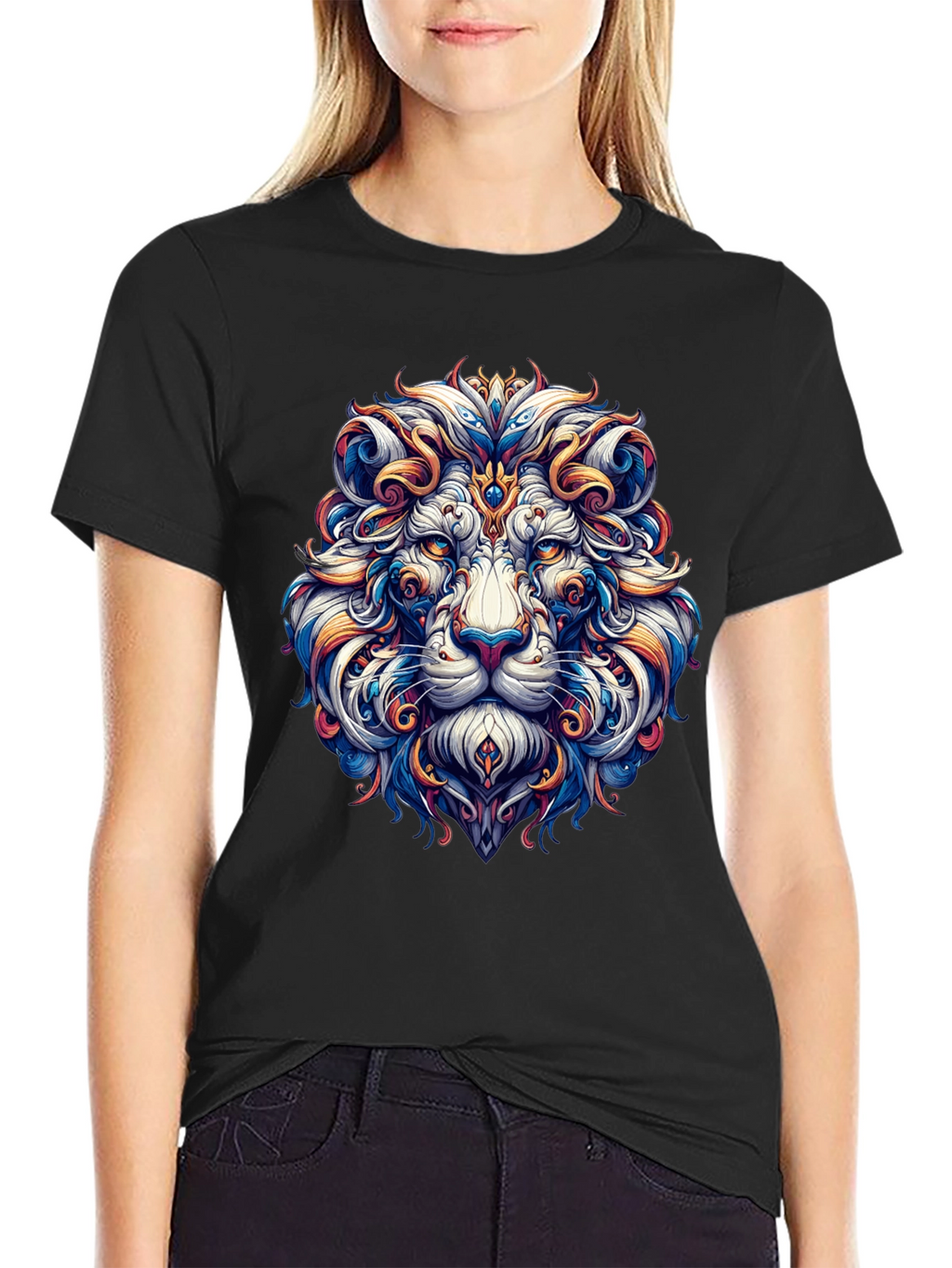 Lion Head Graphic Black T-Shirt