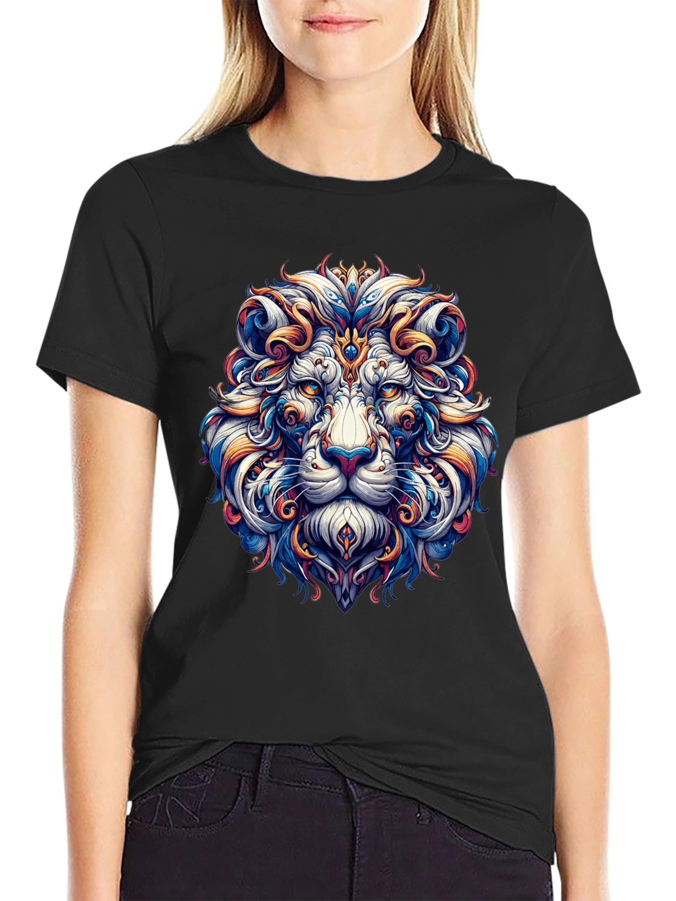 Lion Head Graphic Black T-Shirt