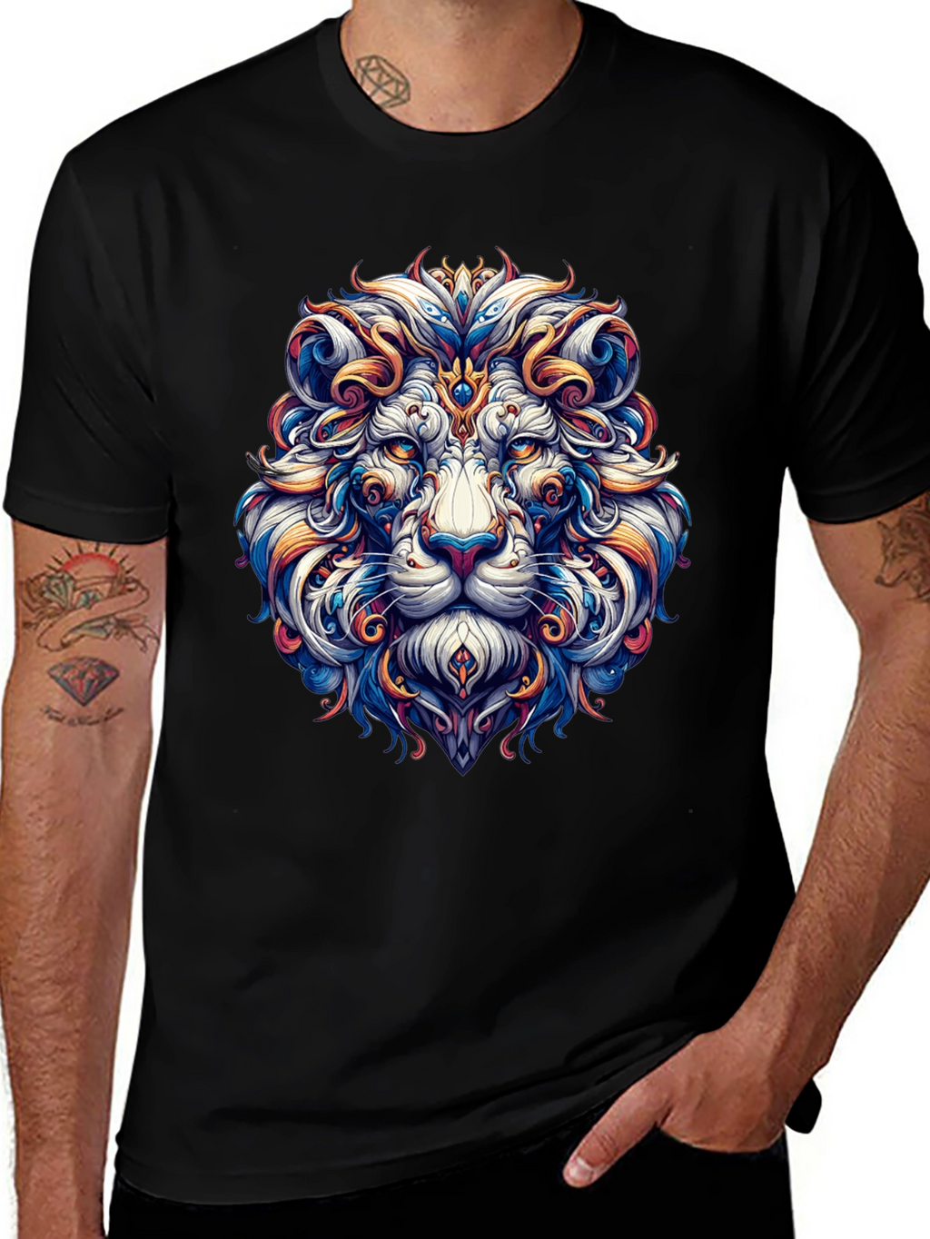 Lion Head Graphic Black T-Shirt