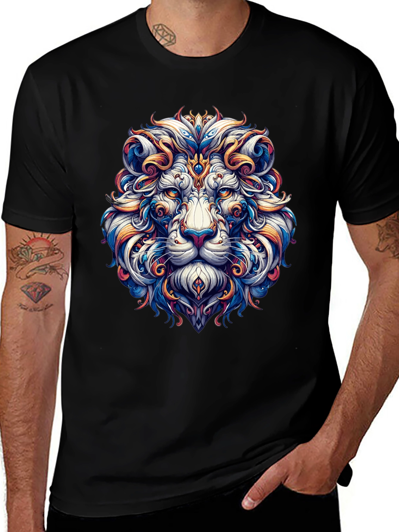 Lion Head Graphic Black T-Shirt