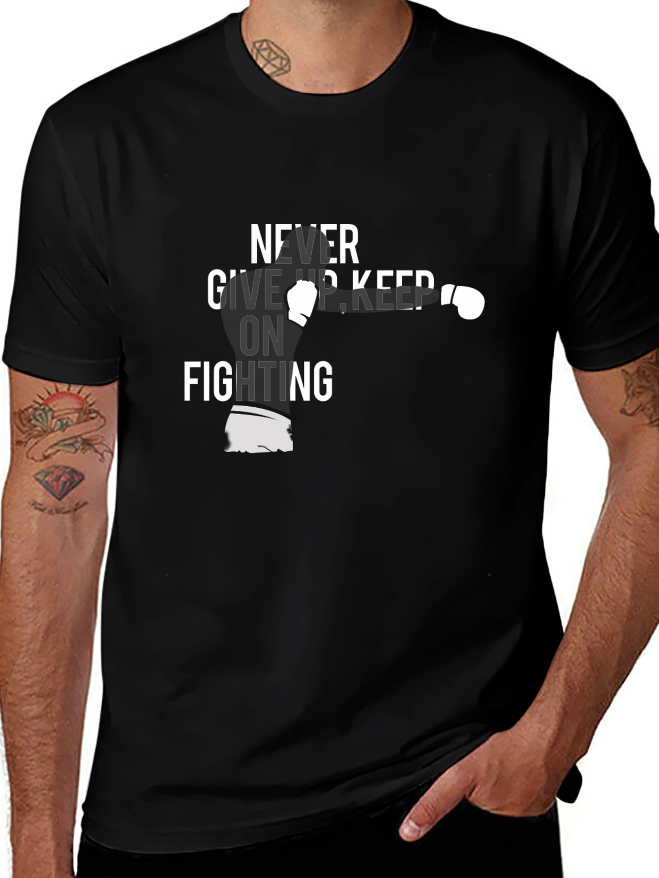 Never Give Up Boxing Graphic Tee