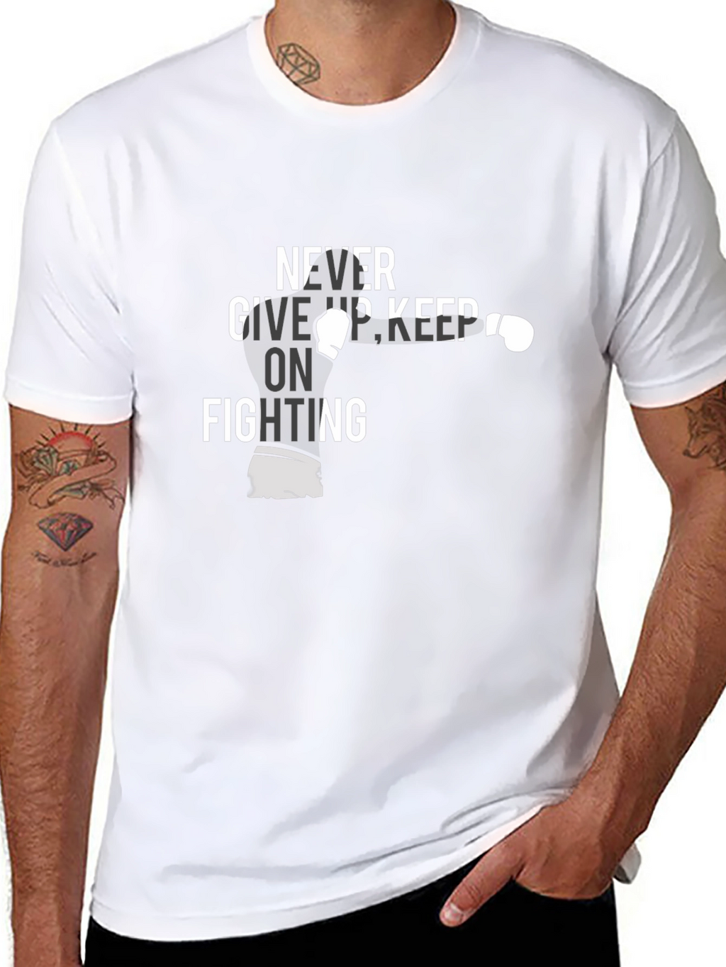 Never Give Up Boxing Graphic Tee