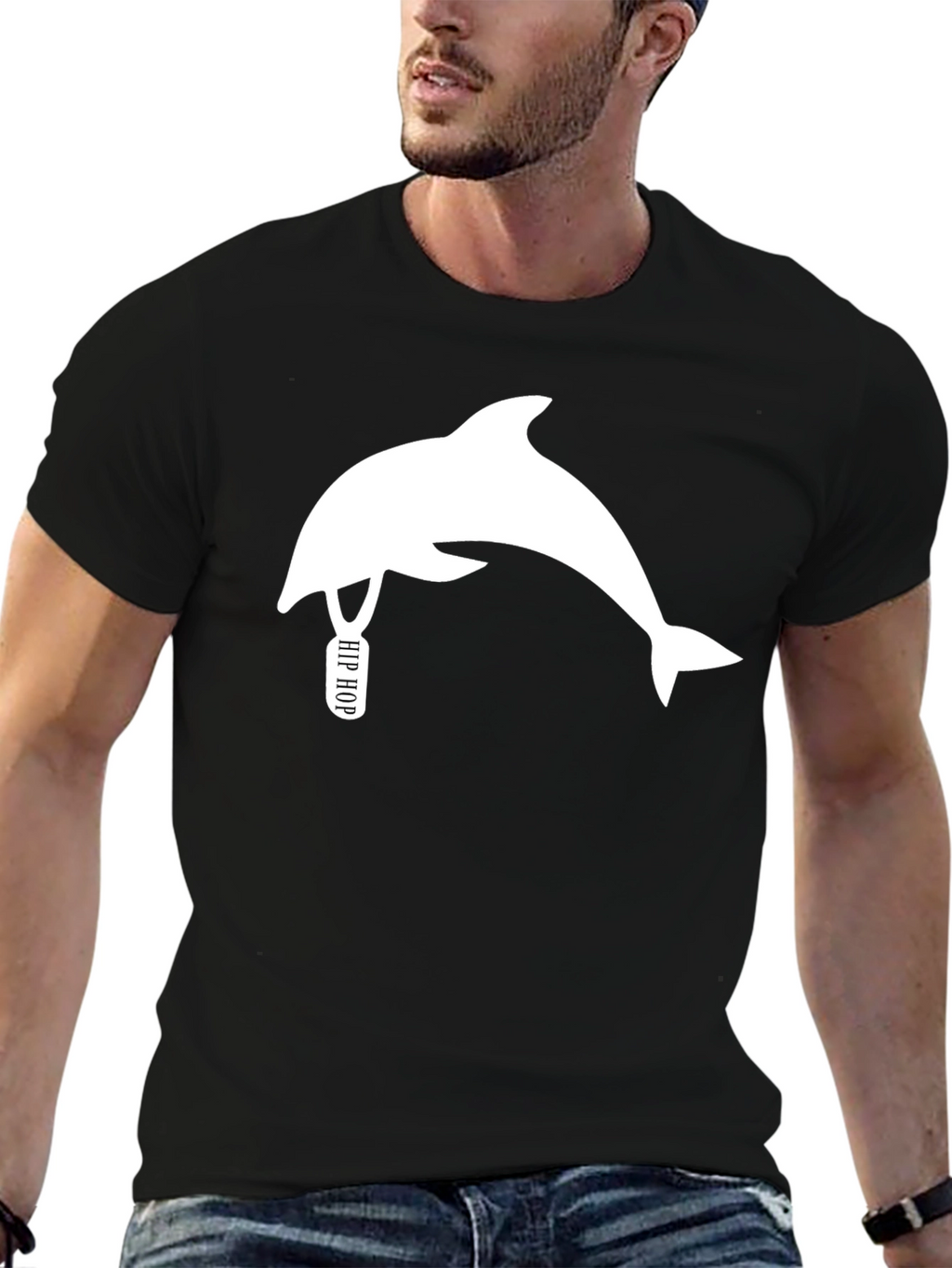Hip Hop Dolphin Black T-Shirt - Unique Graphic Tee