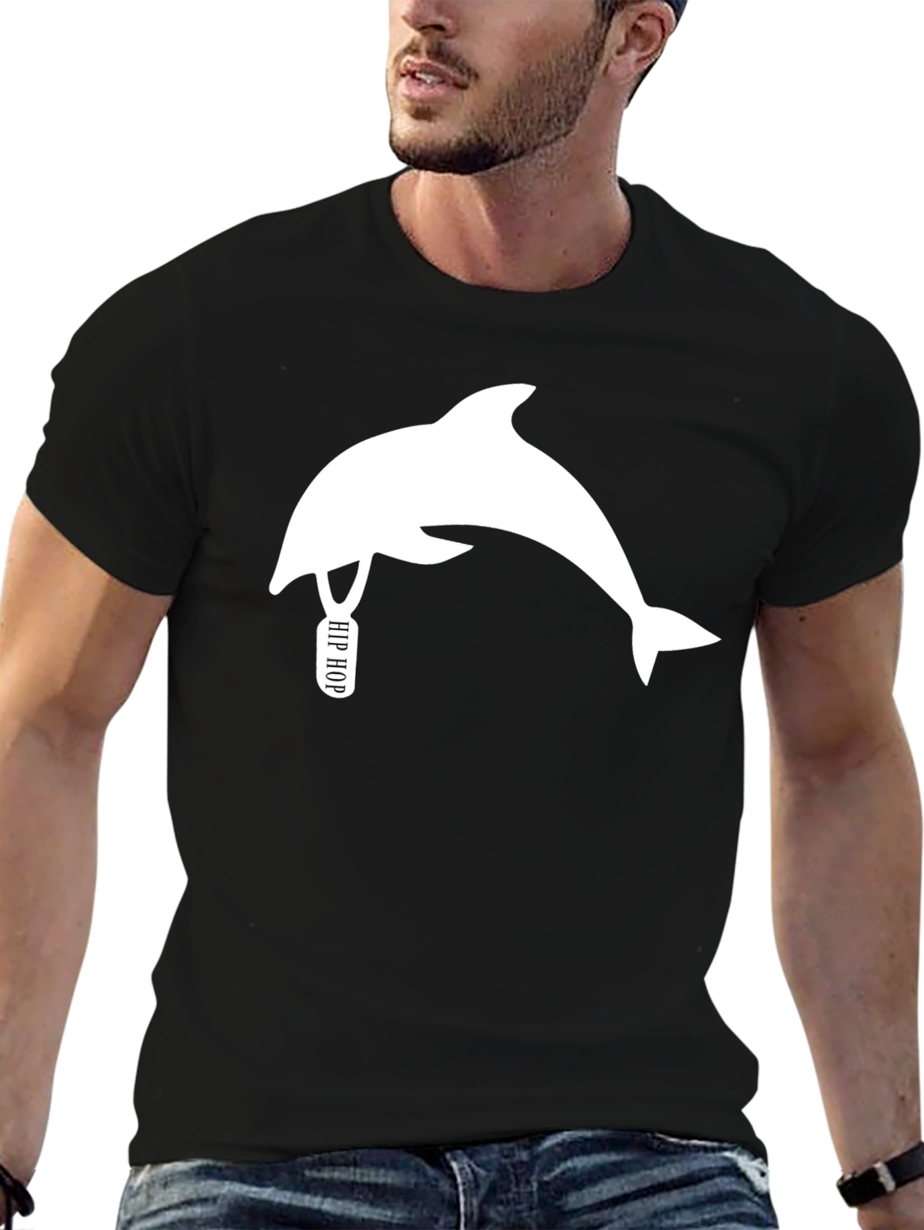 Hip Hop Dolphin Black T-Shirt - Unique Graphic Tee