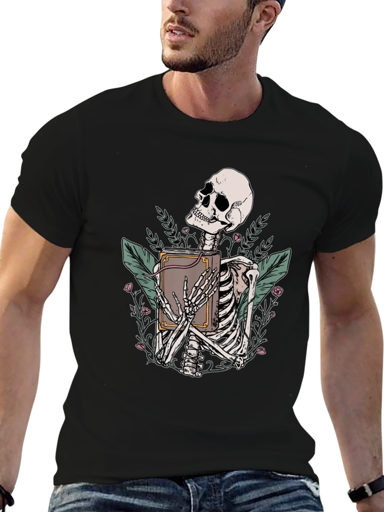 Skeleton Reading Book T-Shirt - Gothic Graphic Tee