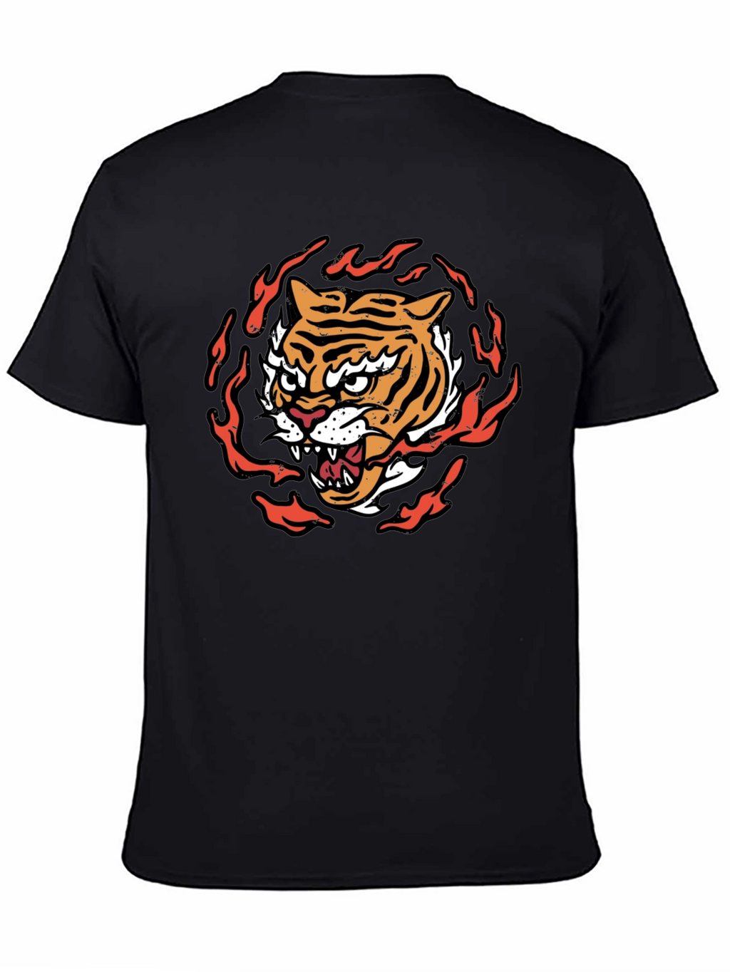 Fiery Tiger Graphic Tee - Bold Black T-Shirt