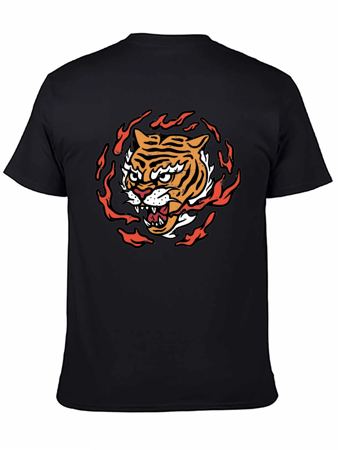 Fiery Tiger Graphic Tee - Bold Black T-Shirt