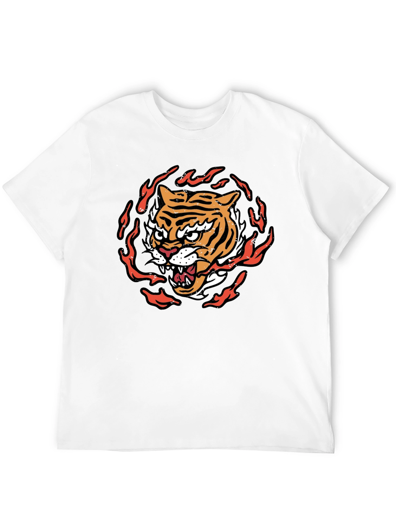 Fiery Tiger Graphic Tee - Bold Black T-Shirt