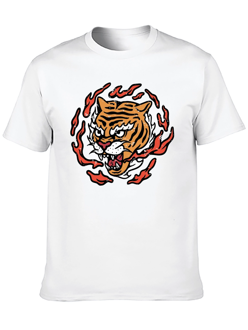 Fiery Tiger Graphic Tee - Bold Black T-Shirt