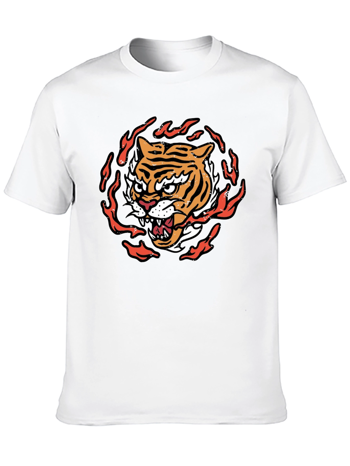 Fiery Tiger Graphic Tee - Bold Black T-Shirt