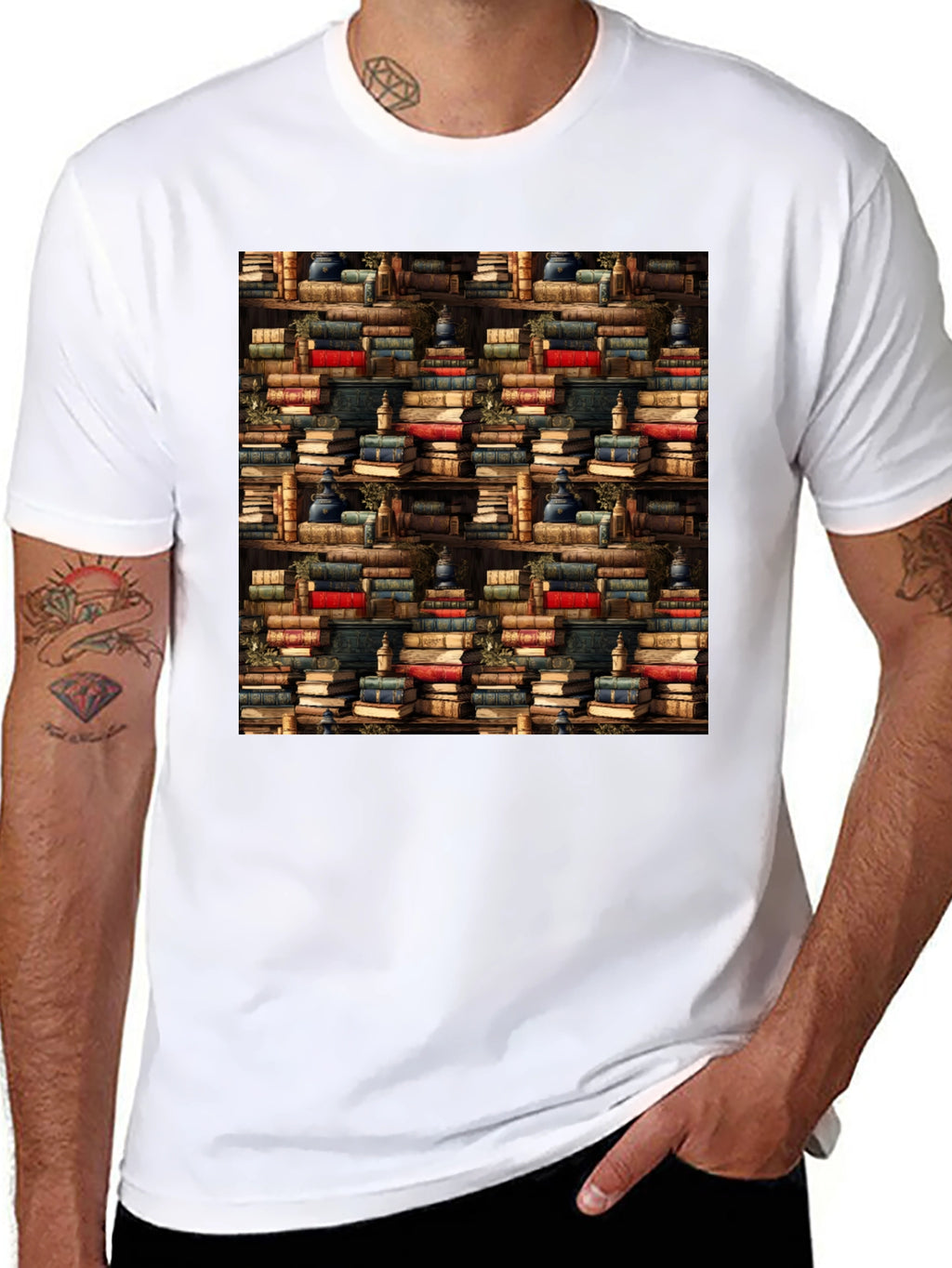 Book Shelf Pattern T-Shirt