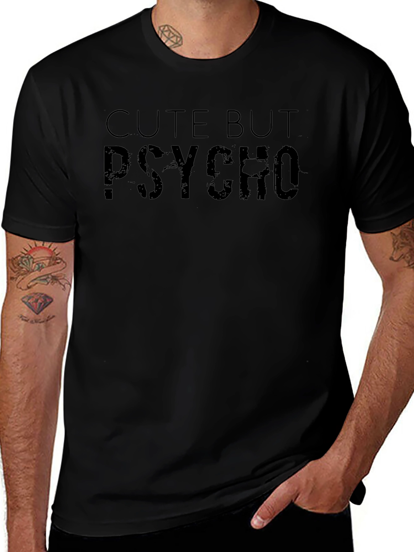 Cute But Psycho Black Graphic T-Shirt