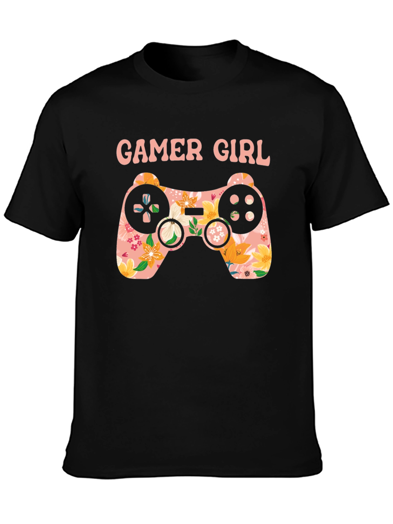 Gamer Girl Floral Controller Graphic Tee