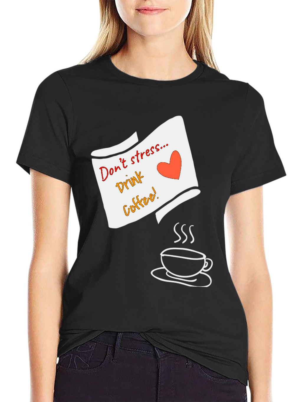 Dont Stress Drink Coffee Graphic Tee - Black