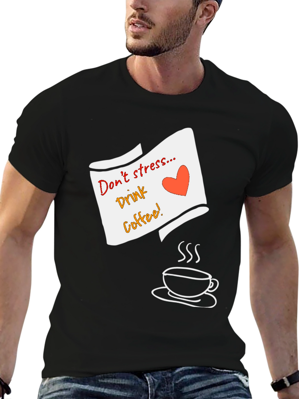 Dont Stress Drink Coffee Graphic Tee - Black