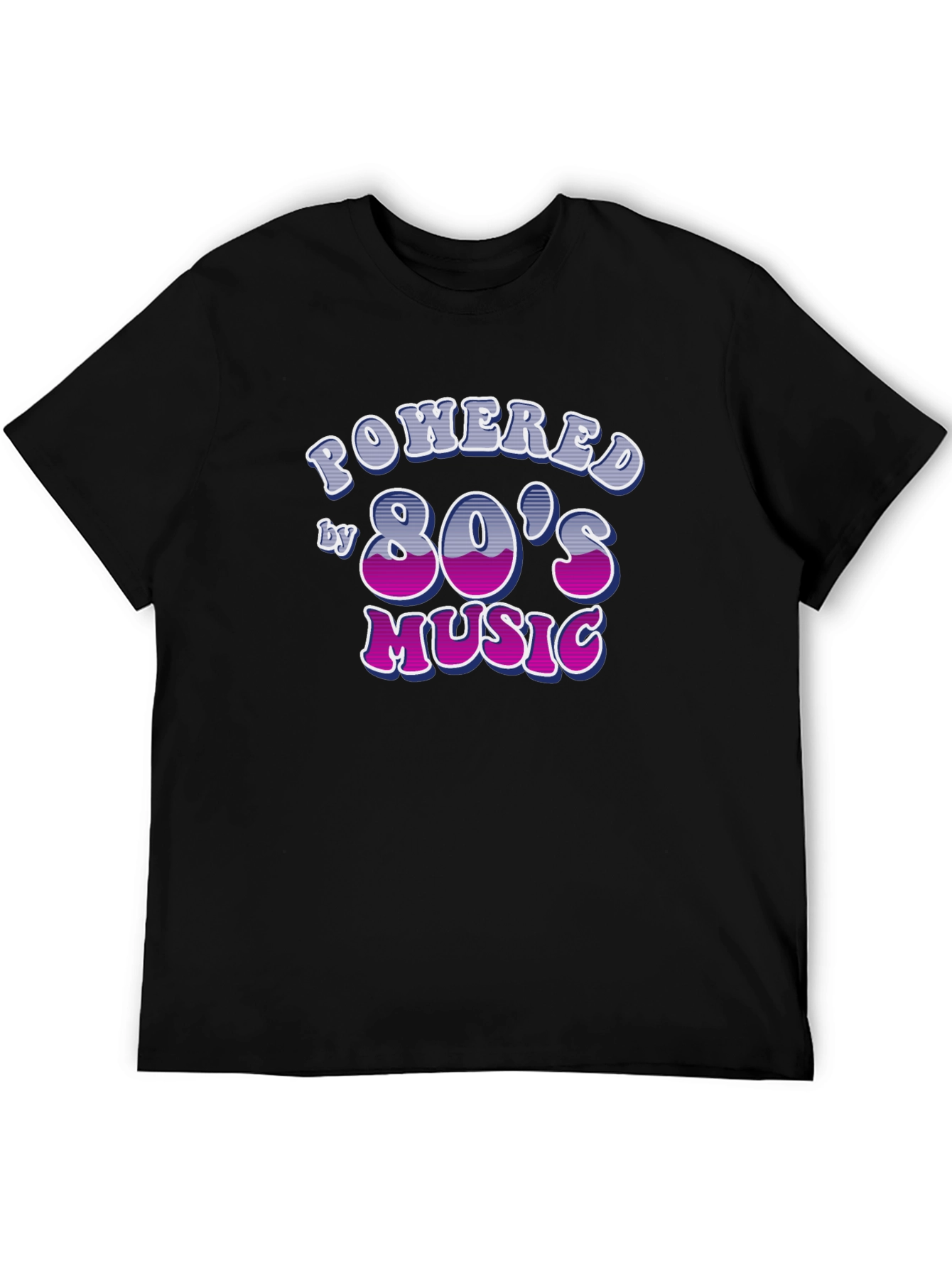 Powered by 80s Music Black T-Shirt