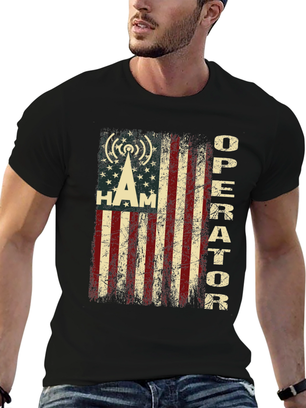 HAM Operator American Flag Graphic T-Shirt