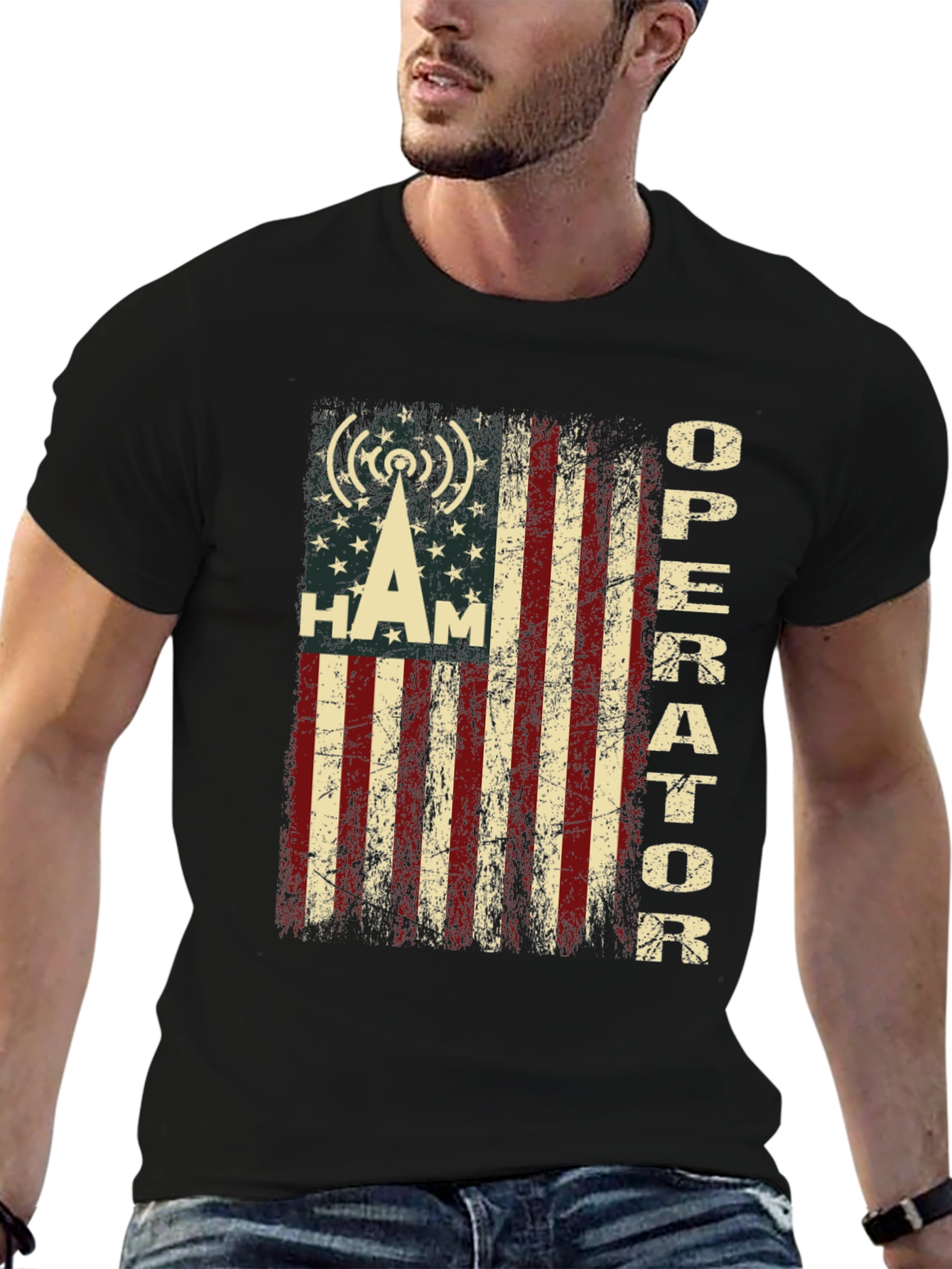 HAM Operator American Flag Graphic T-Shirt
