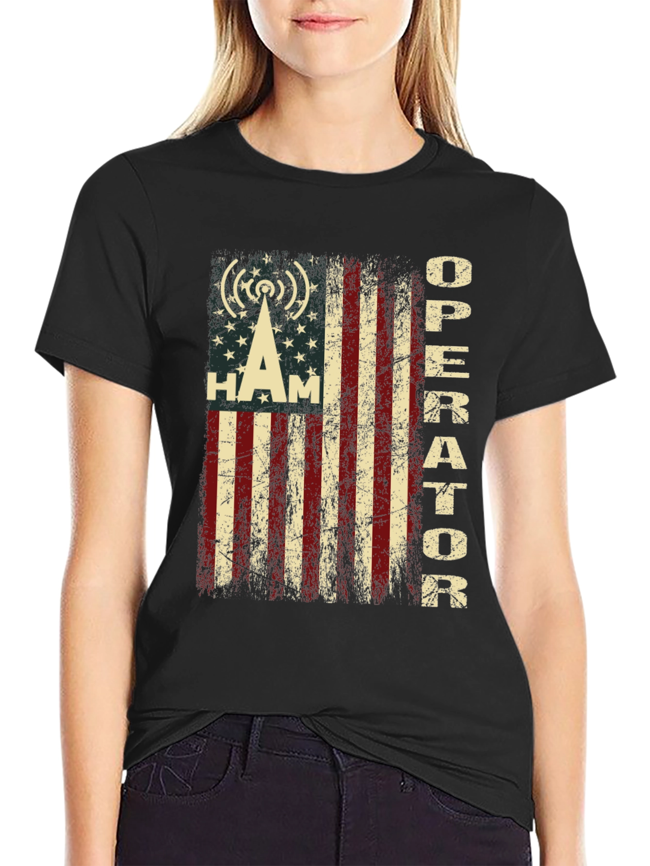 HAM Operator American Flag Graphic T-Shirt