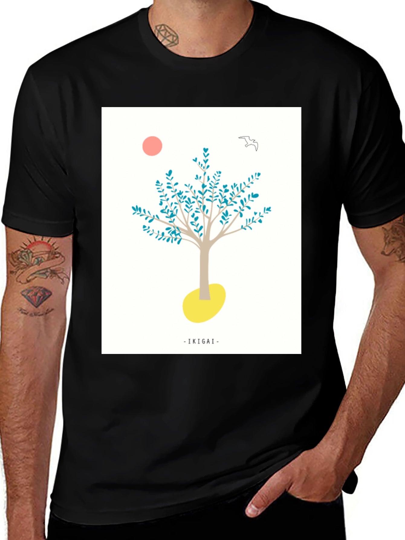 Ikigai Tree Graphic Black T-Shirt