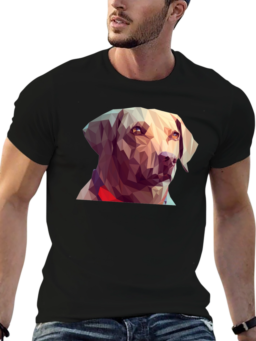 Geometric Dog Graphic Tee - Black T-Shirt