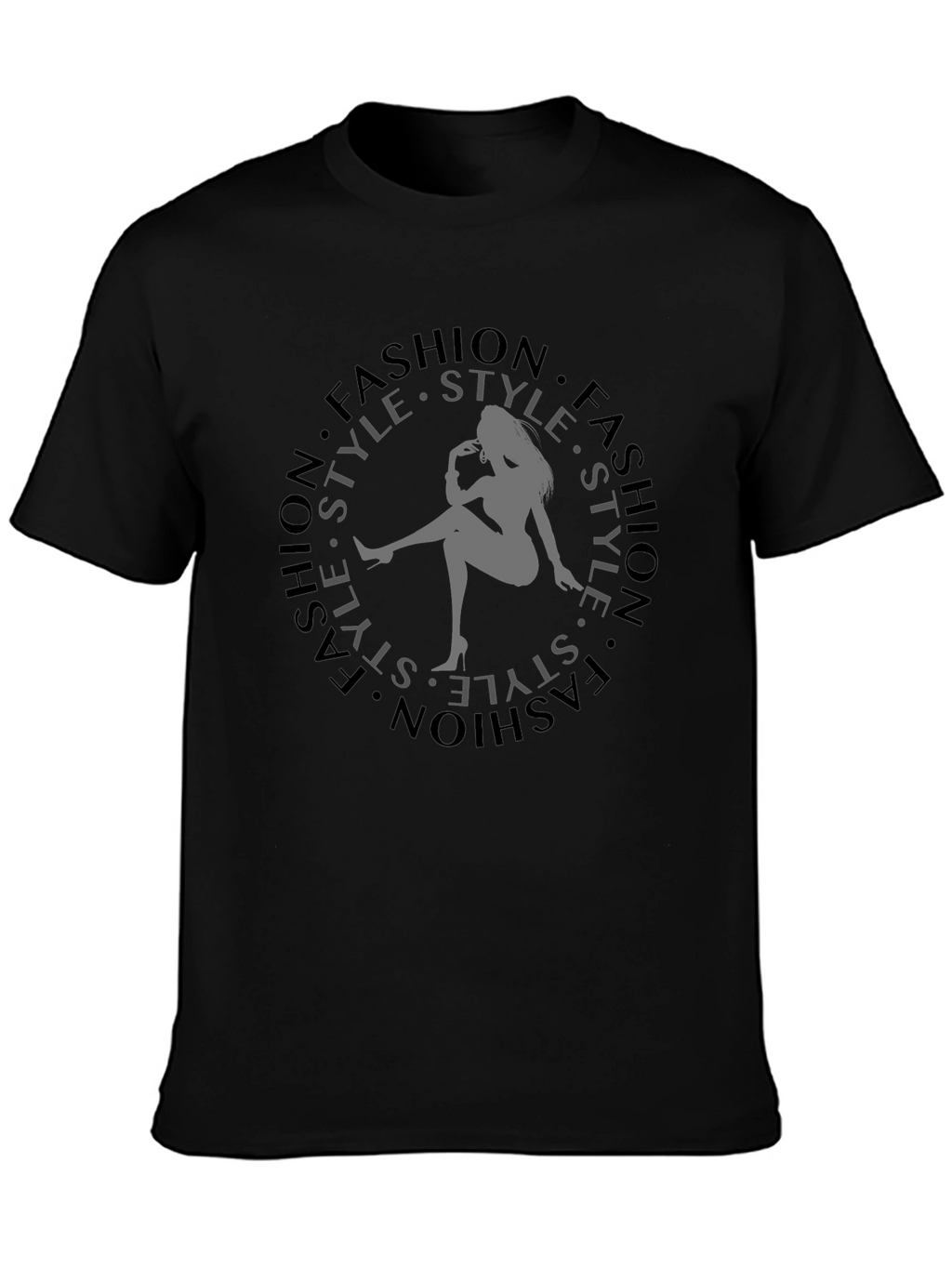 Fashion Style Graphic Tee - Trendy Black T-Shirt