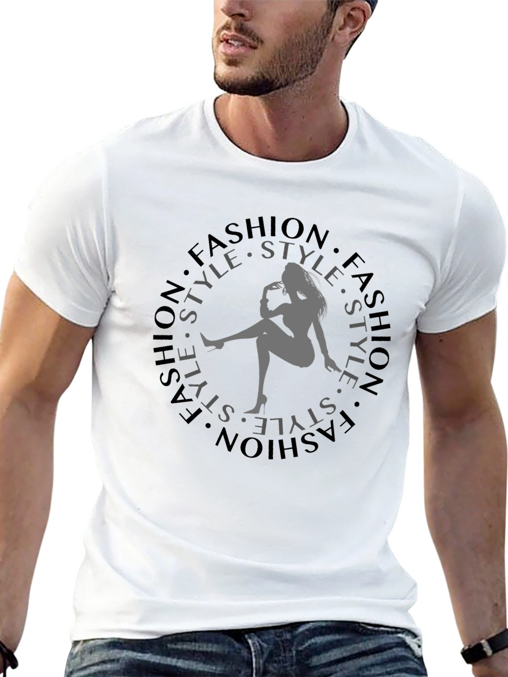Fashion Style Graphic Tee - Trendy Black T-Shirt