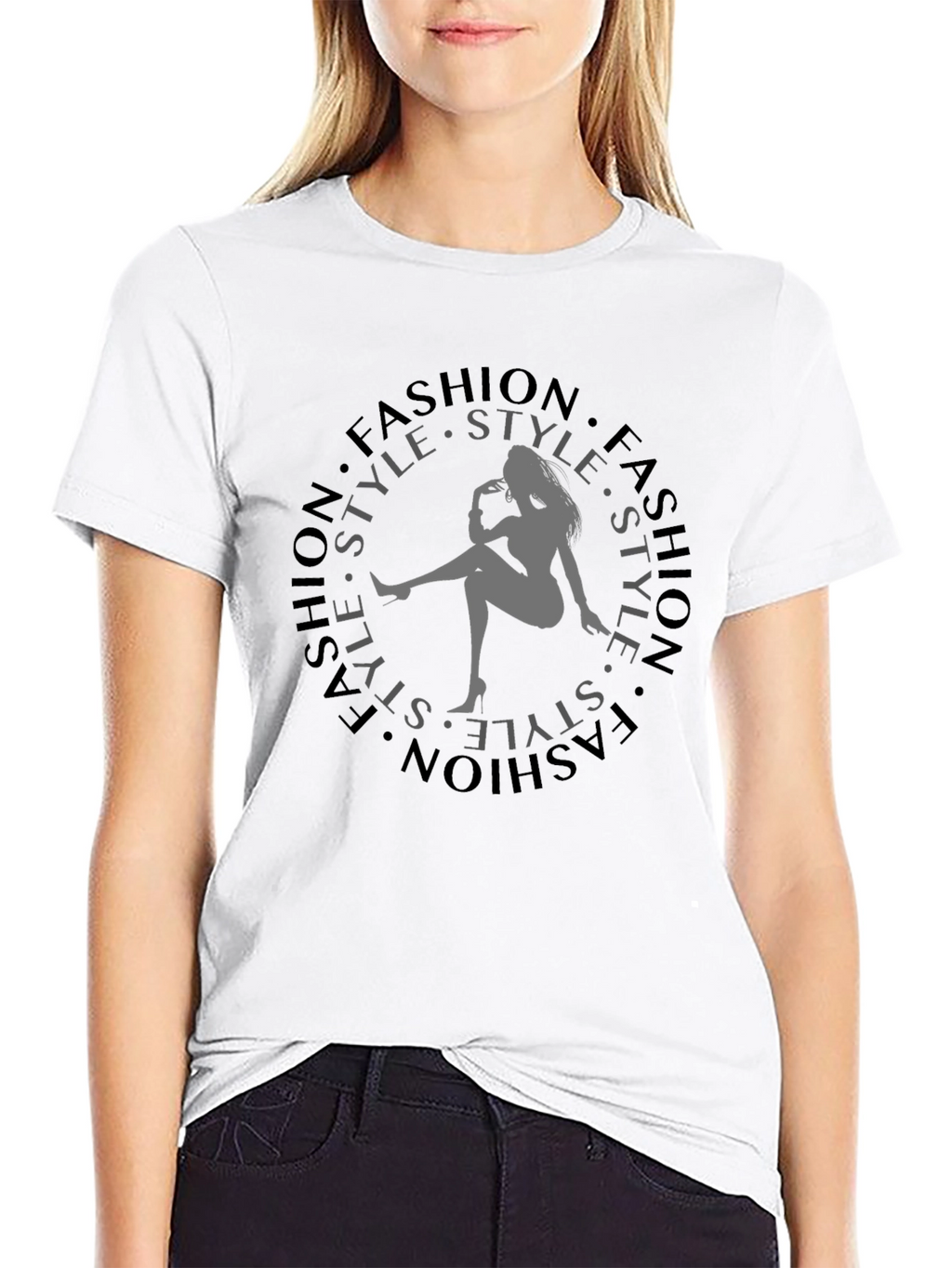 Fashion Style Graphic Tee - Trendy Black T-Shirt