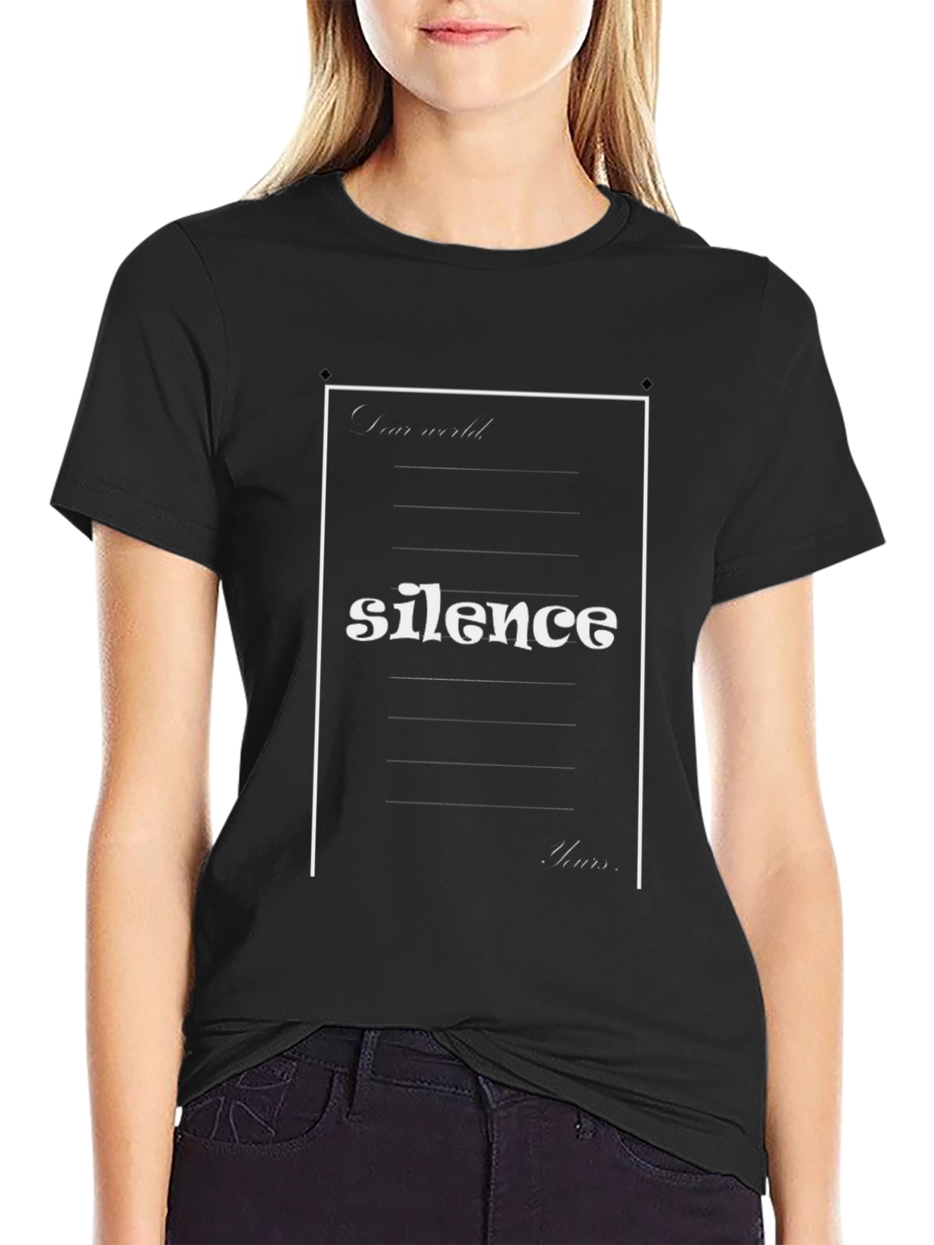 Silence Graphic Tee - Letter Design T-Shirt