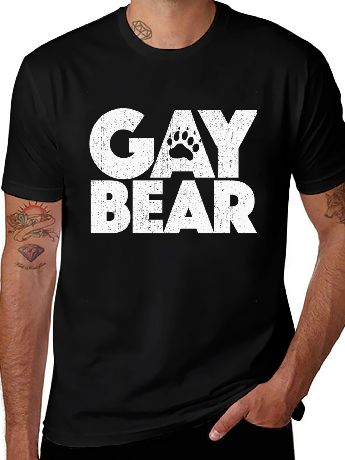 Gay Bear Pride T-Shirt - Black Cotton Blend Tee