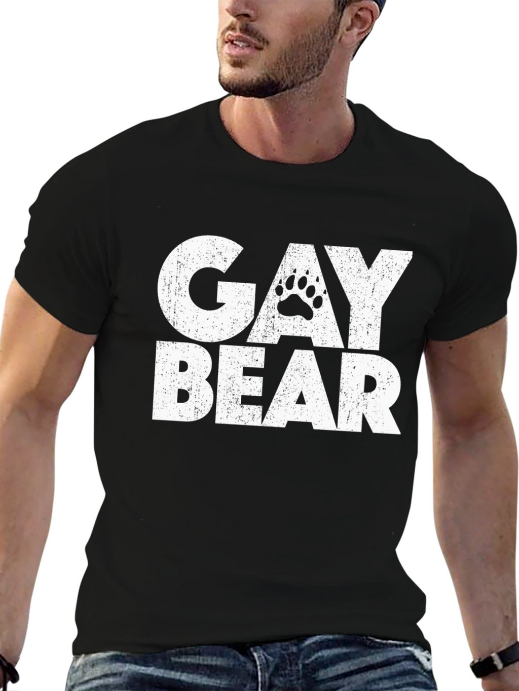 Gay Bear Pride T-Shirt - Black Cotton Blend Tee