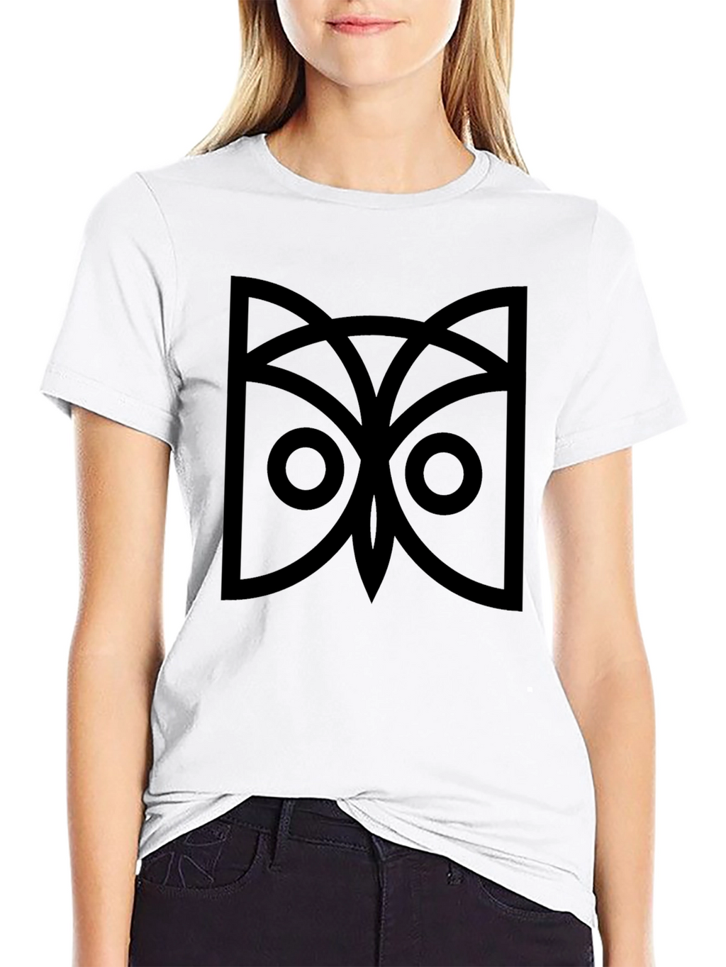 Geometric Owl Graphic Tee - Black Cotton Comfort