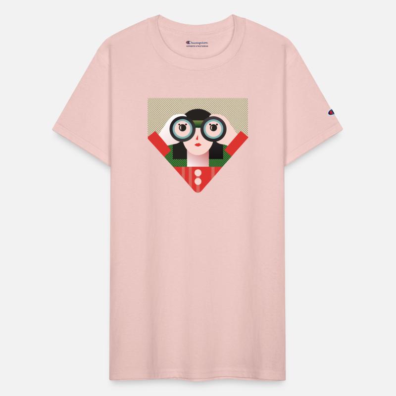 a designer with binoculars is looking for a client