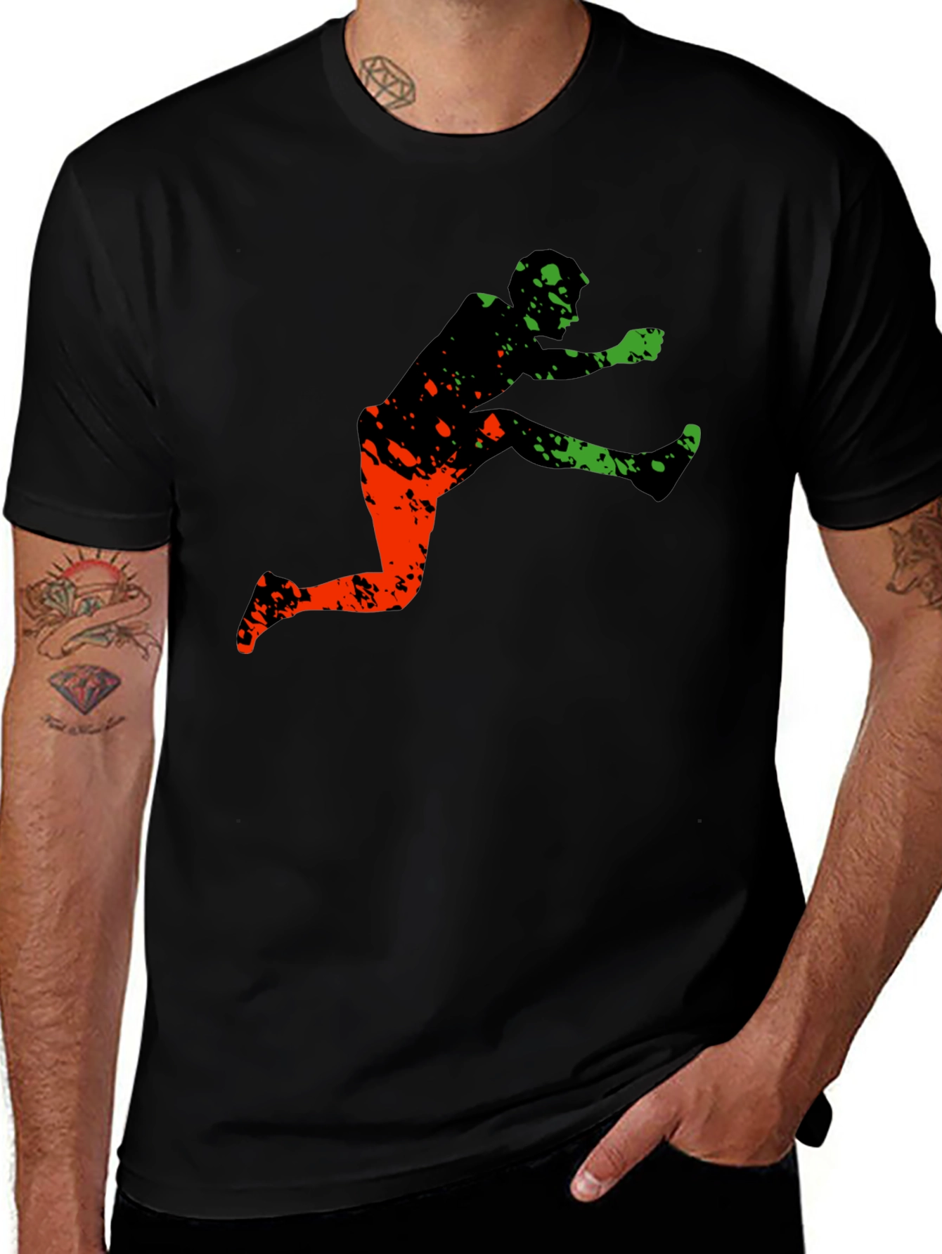 Athletic Graphic Tee - Leap Over Obstacles in Style