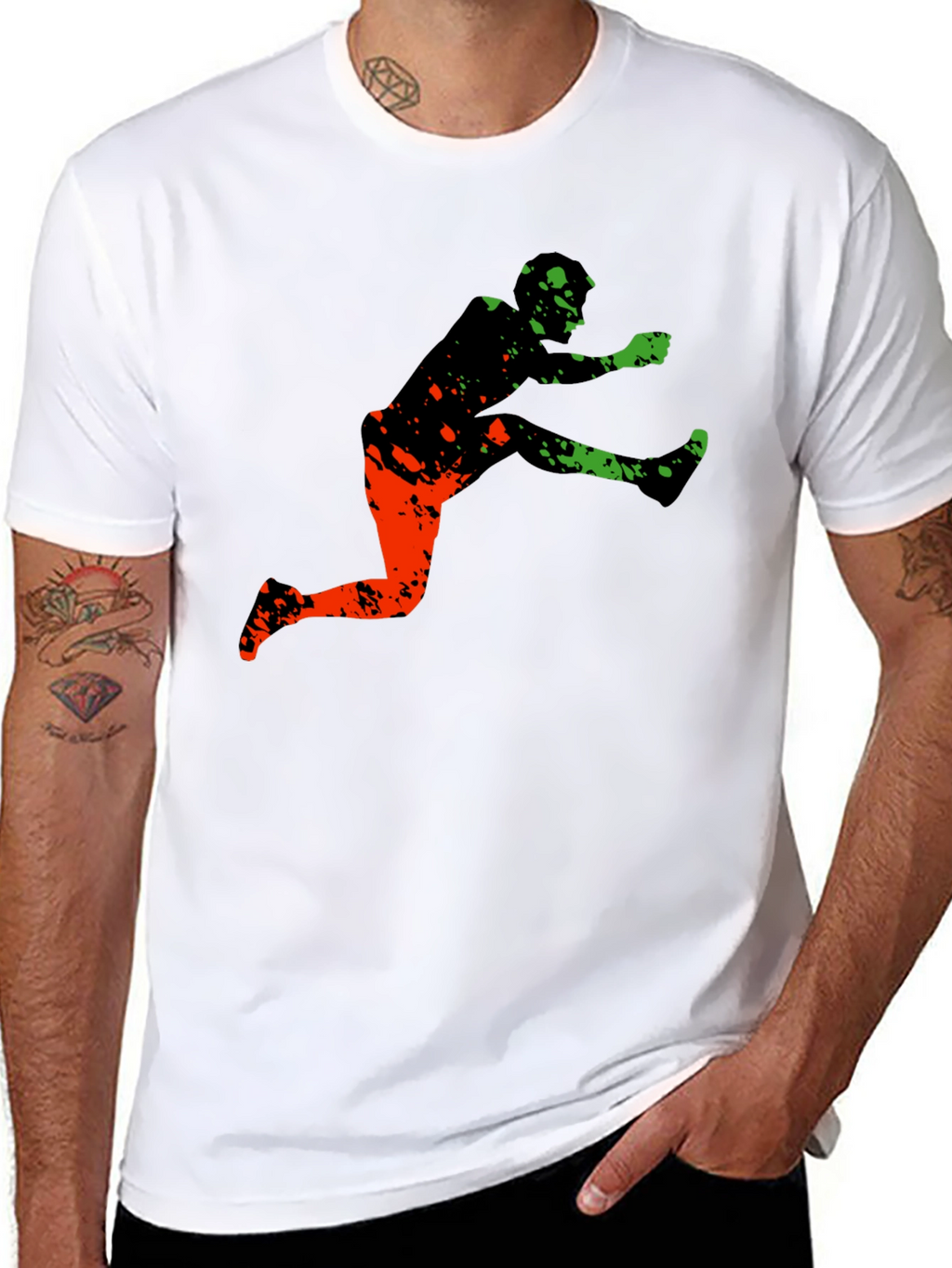 Athletic Graphic Tee - Leap Over Obstacles in Style