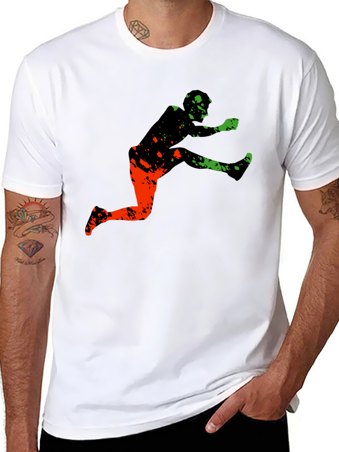 Athletic Graphic Tee - Leap Over Obstacles in Style