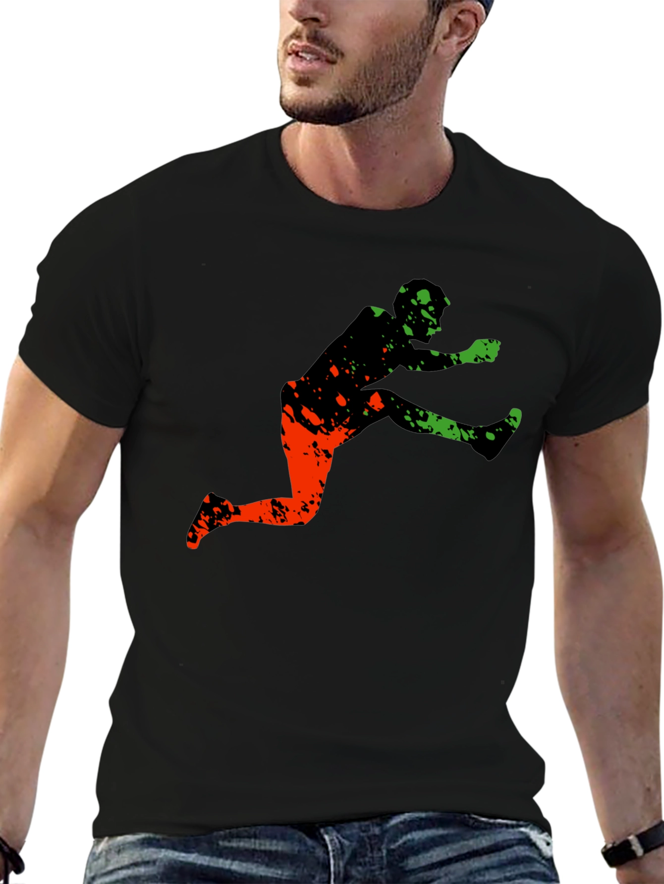 Athletic Graphic Tee - Leap Over Obstacles in Style