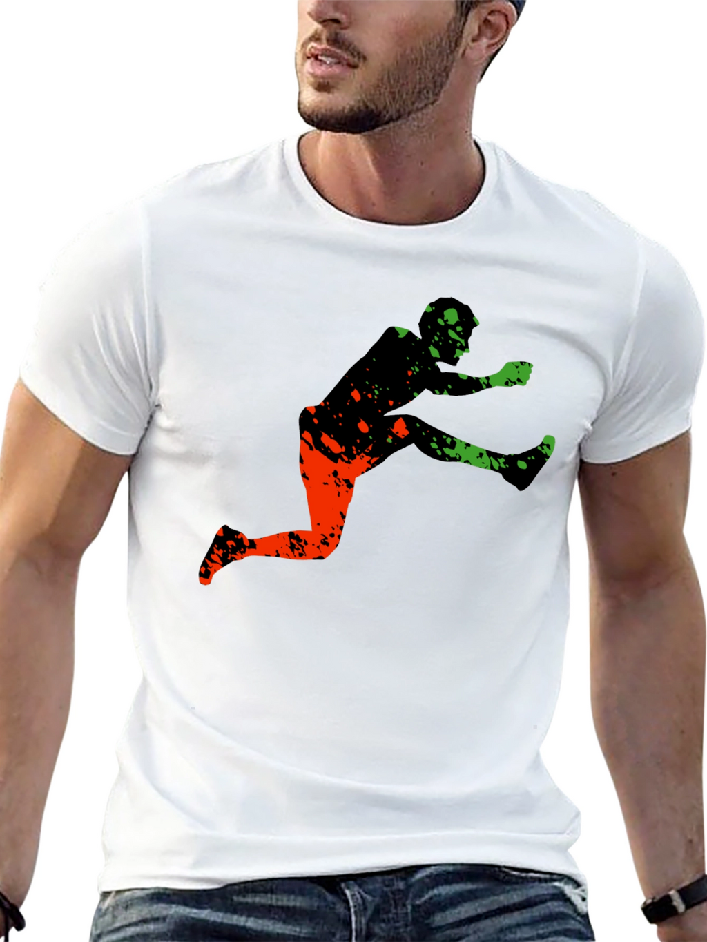 Athletic Graphic Tee - Leap Over Obstacles in Style
