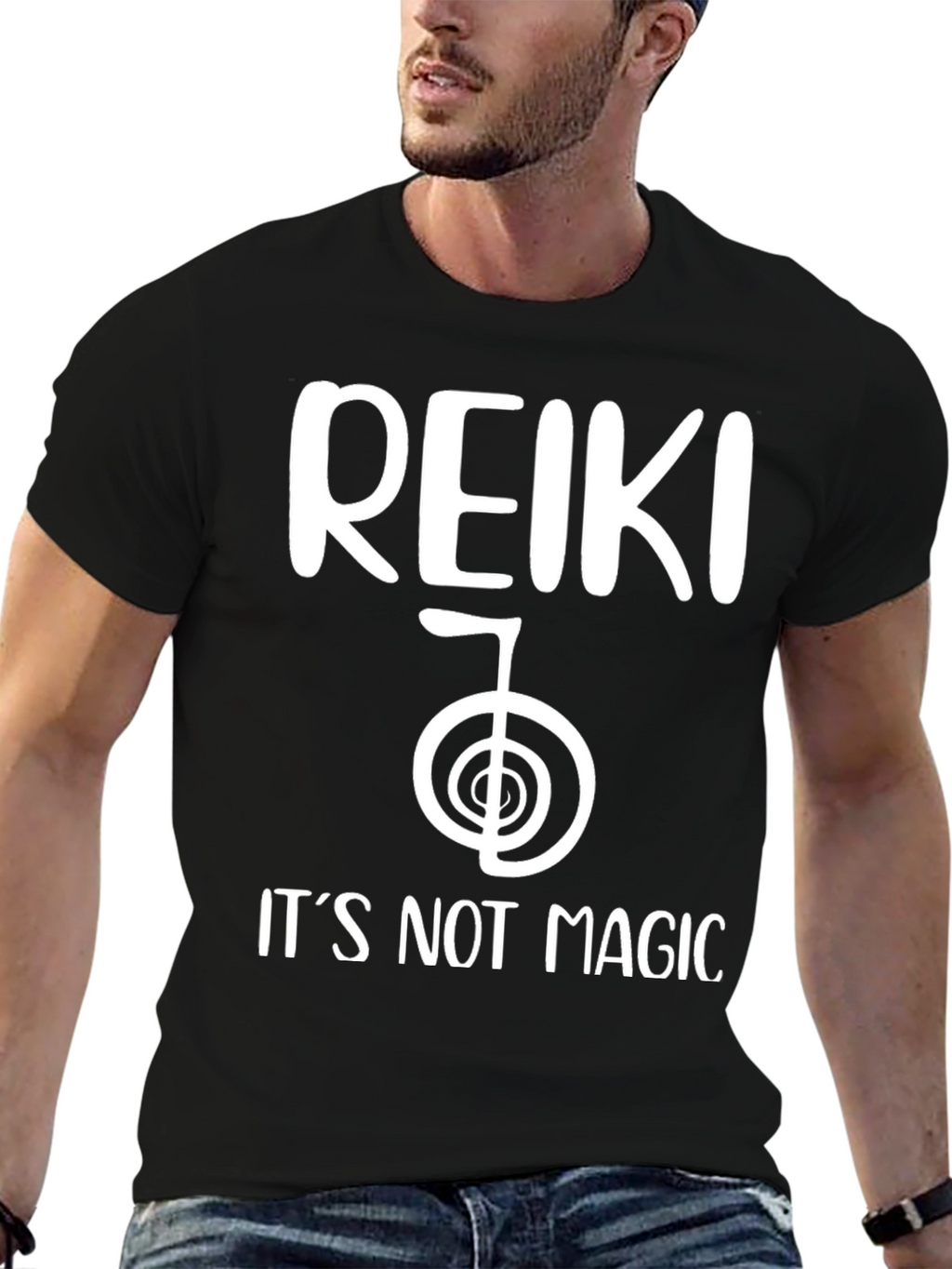 Reiki Its Not Magic Black T-Shirt